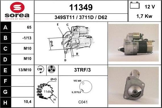 EAI 11349 - Стартер autospares.lv