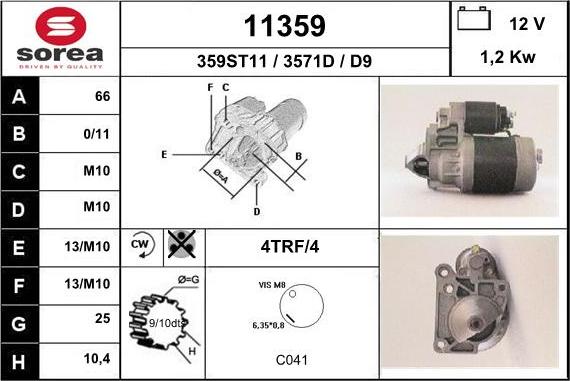 EAI 11359 - Стартер autospares.lv