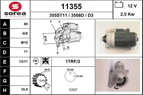 EAI 11355 - Стартер autospares.lv