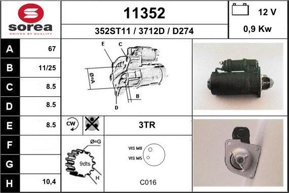 EAI 11352 - Стартер autospares.lv