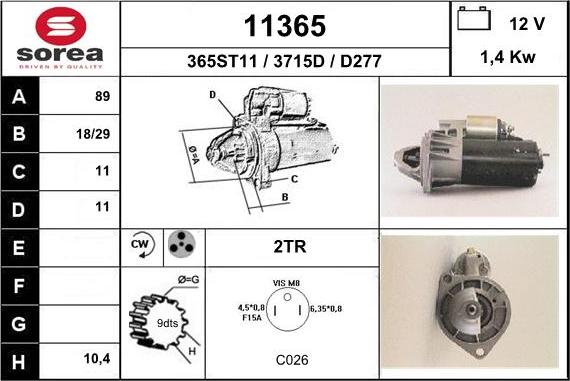 EAI 11365 - Стартер autospares.lv