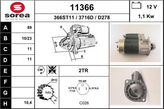 EAI 11366 - Стартер autospares.lv