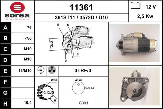 EAI 11361 - Стартер autospares.lv