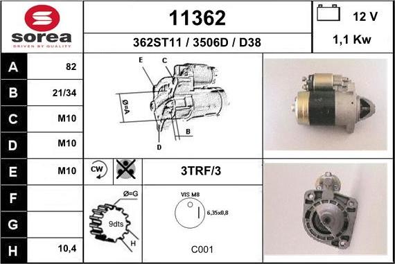 EAI 11362 - Стартер autospares.lv