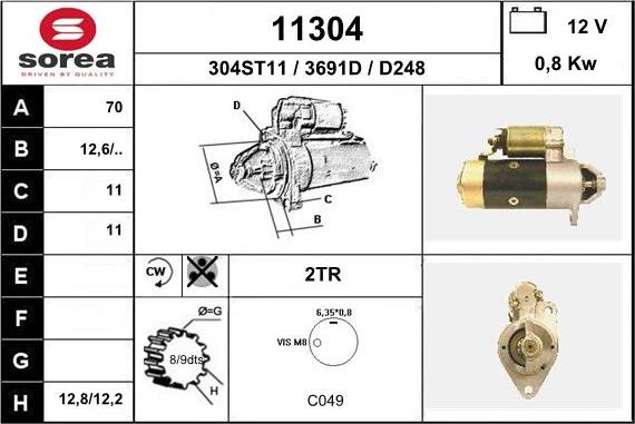 EAI 11304 - Стартер autospares.lv