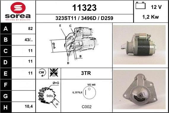 EAI 11323 - Стартер autospares.lv