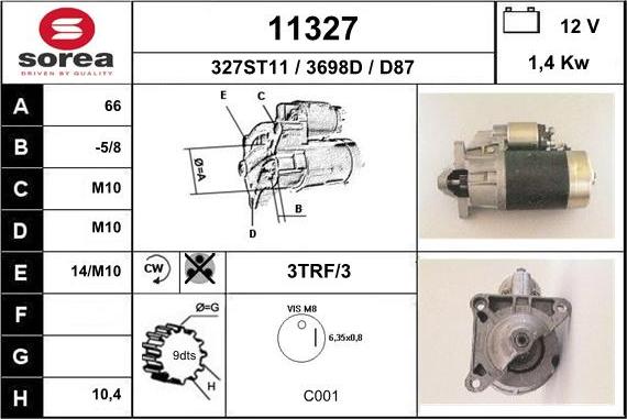 EAI 11327 - Стартер autospares.lv