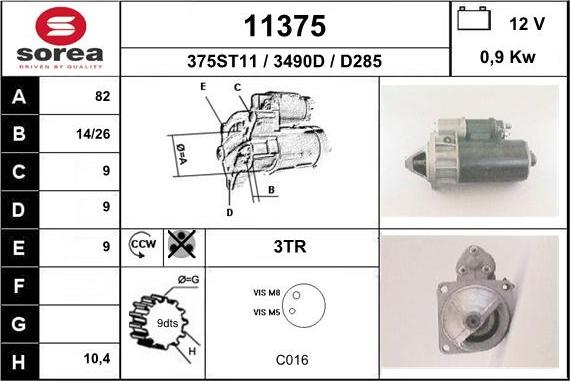 EAI 11375 - Стартер autospares.lv