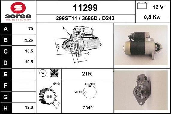 EAI 11299 - Стартер autospares.lv