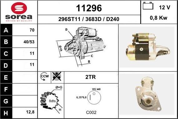 EAI 11296 - Стартер autospares.lv