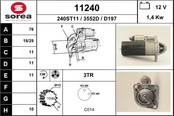 EAI 11240 - Стартер autospares.lv