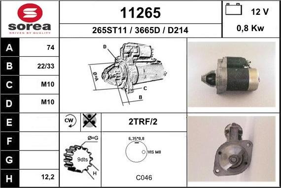 EAI 11265 - Стартер autospares.lv