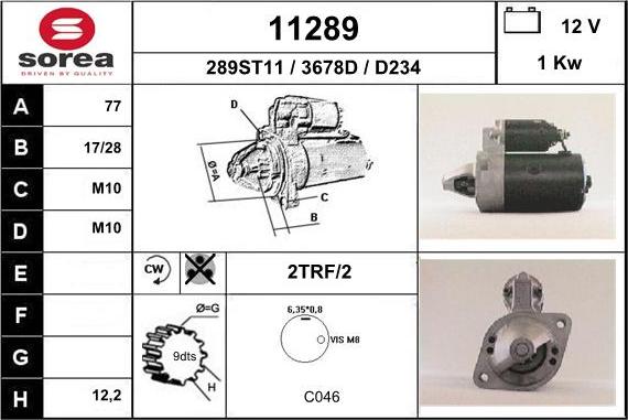 EAI 11289 - Стартер autospares.lv