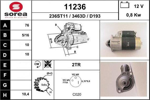 EAI 11236 - Стартер autospares.lv