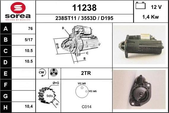 EAI 11238 - Стартер autospares.lv