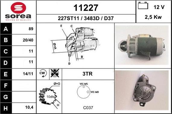 EAI 11227 - Стартер autospares.lv