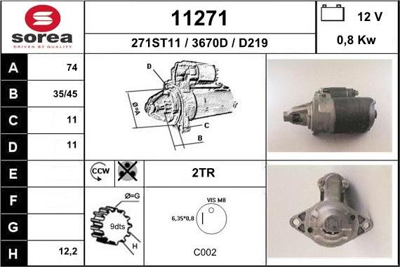 EAI 11271 - Стартер autospares.lv