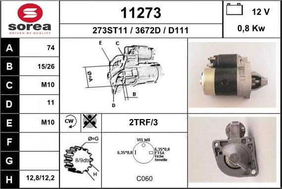 EAI 11273 - Стартер autospares.lv