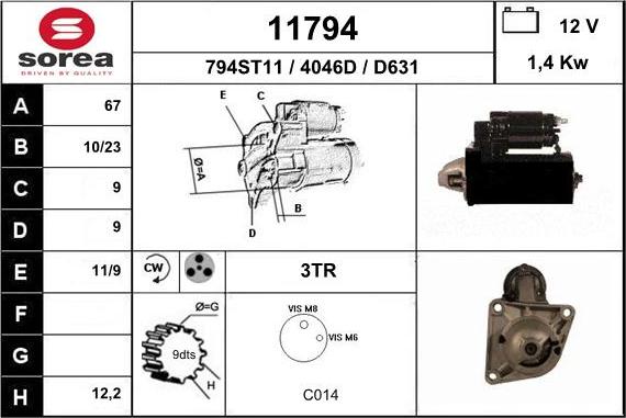 EAI 11794 - Стартер autospares.lv