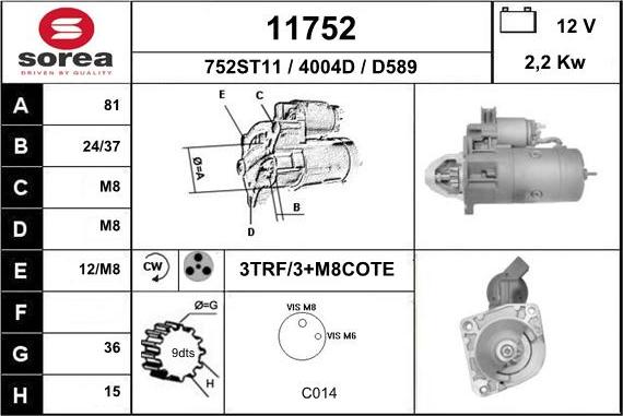 EAI 11752 - Стартер autospares.lv