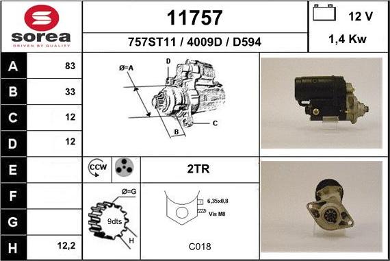 EAI 11757 - Стартер autospares.lv