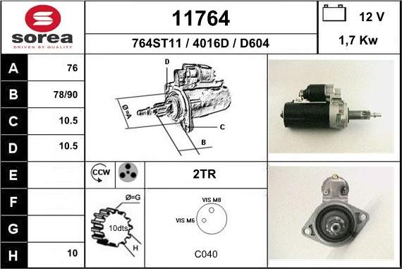 EAI 11764 - Стартер autospares.lv