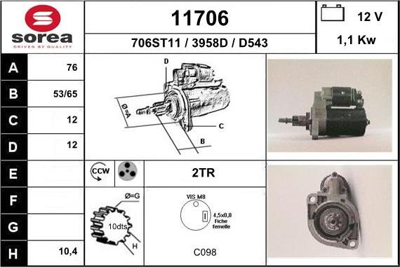 EAI 11706 - Стартер autospares.lv