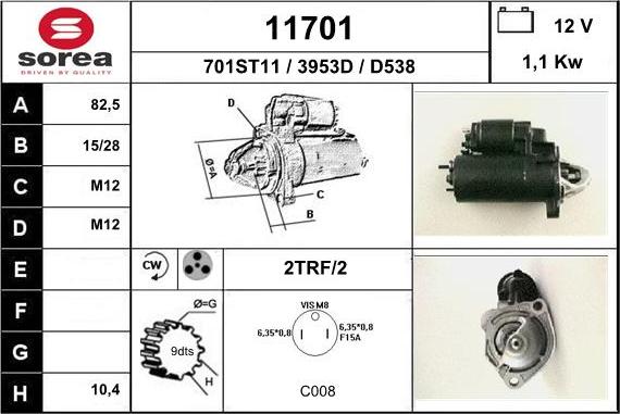 EAI 11701 - Стартер autospares.lv