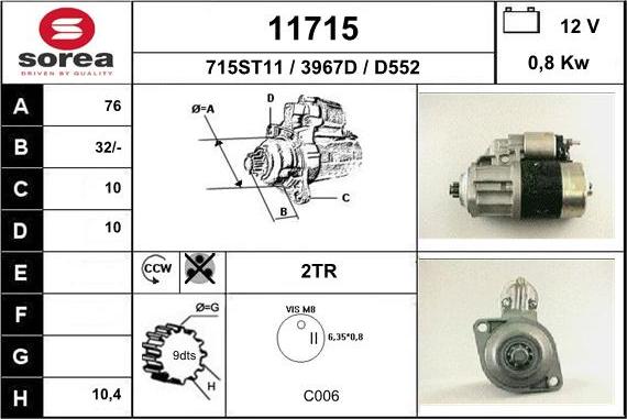 EAI 11715 - Стартер autospares.lv