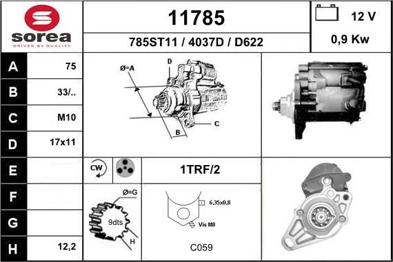 EAI 11785 - Стартер autospares.lv