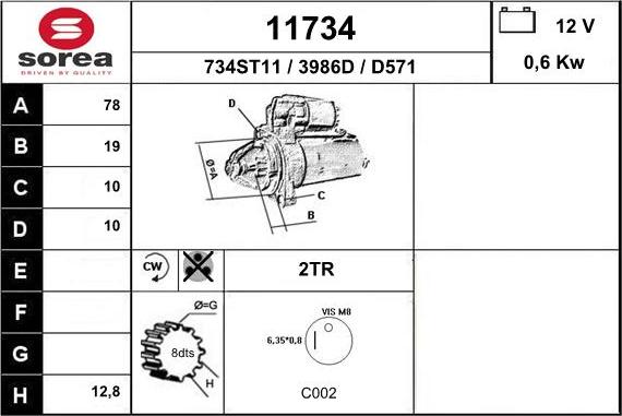 EAI 11734 - Стартер autospares.lv