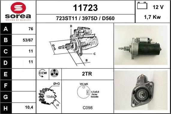 EAI 11723 - Стартер autospares.lv