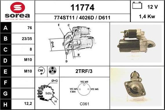 EAI 11774 - Стартер autospares.lv