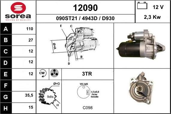 EAI 12090 - Стартер autospares.lv