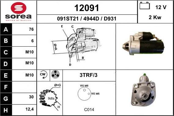 EAI 12091 - Стартер autospares.lv