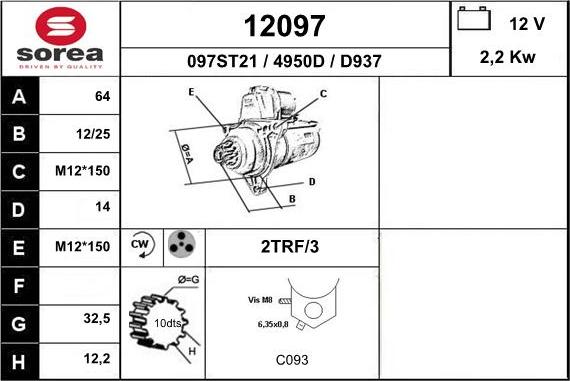 EAI 12097 - Стартер autospares.lv