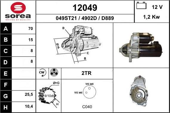 EAI 12049 - Стартер autospares.lv