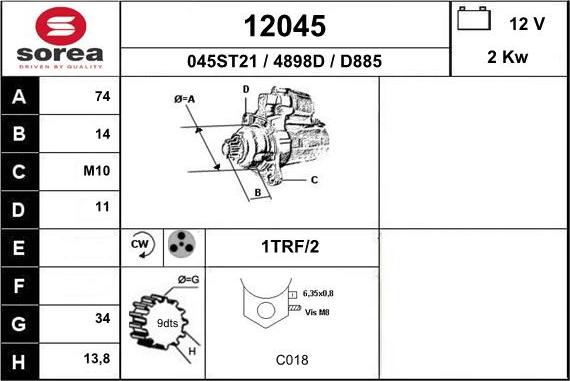 EAI 12045 - Стартер autospares.lv