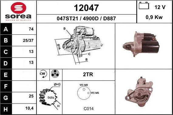 EAI 12047 - Стартер autospares.lv