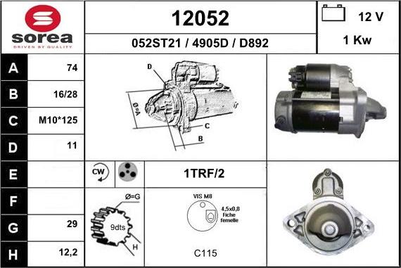 EAI 12052 - Стартер autospares.lv