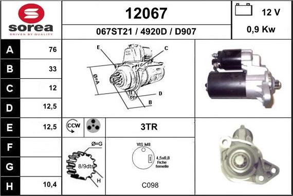 EAI 12067 - Стартер autospares.lv