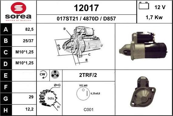 EAI 12017 - Стартер autospares.lv