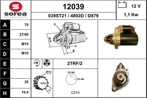 EAI 12039 - Стартер autospares.lv