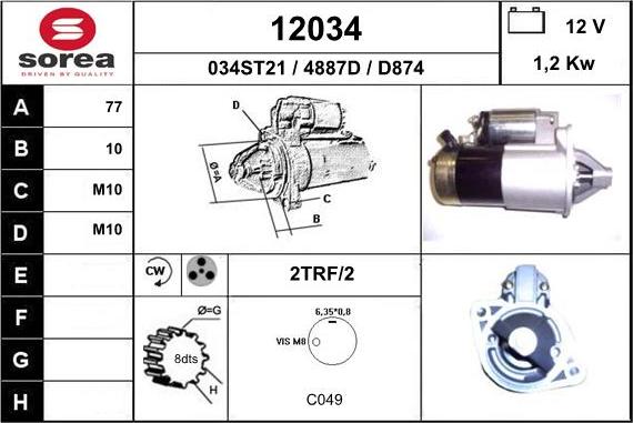 EAI 12034 - Стартер autospares.lv