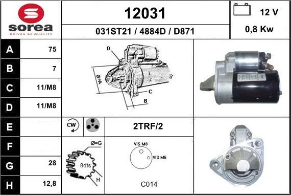 EAI 12031 - Стартер autospares.lv