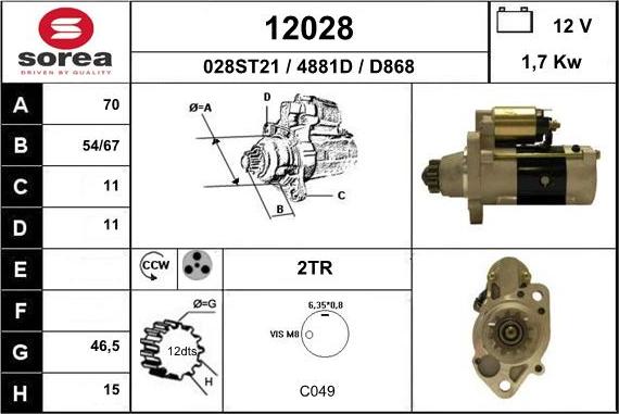 EAI 12028 - Стартер autospares.lv