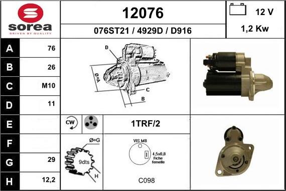 EAI 12076 - Стартер autospares.lv