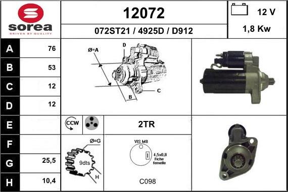 EAI 12072 - Стартер autospares.lv