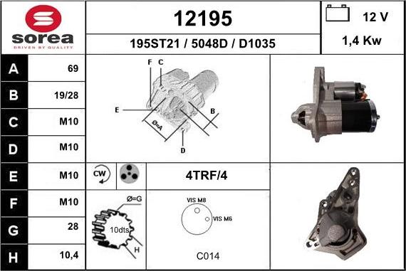 EAI 12195 - Стартер autospares.lv