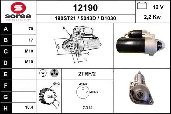 EAI 12190 - Стартер autospares.lv